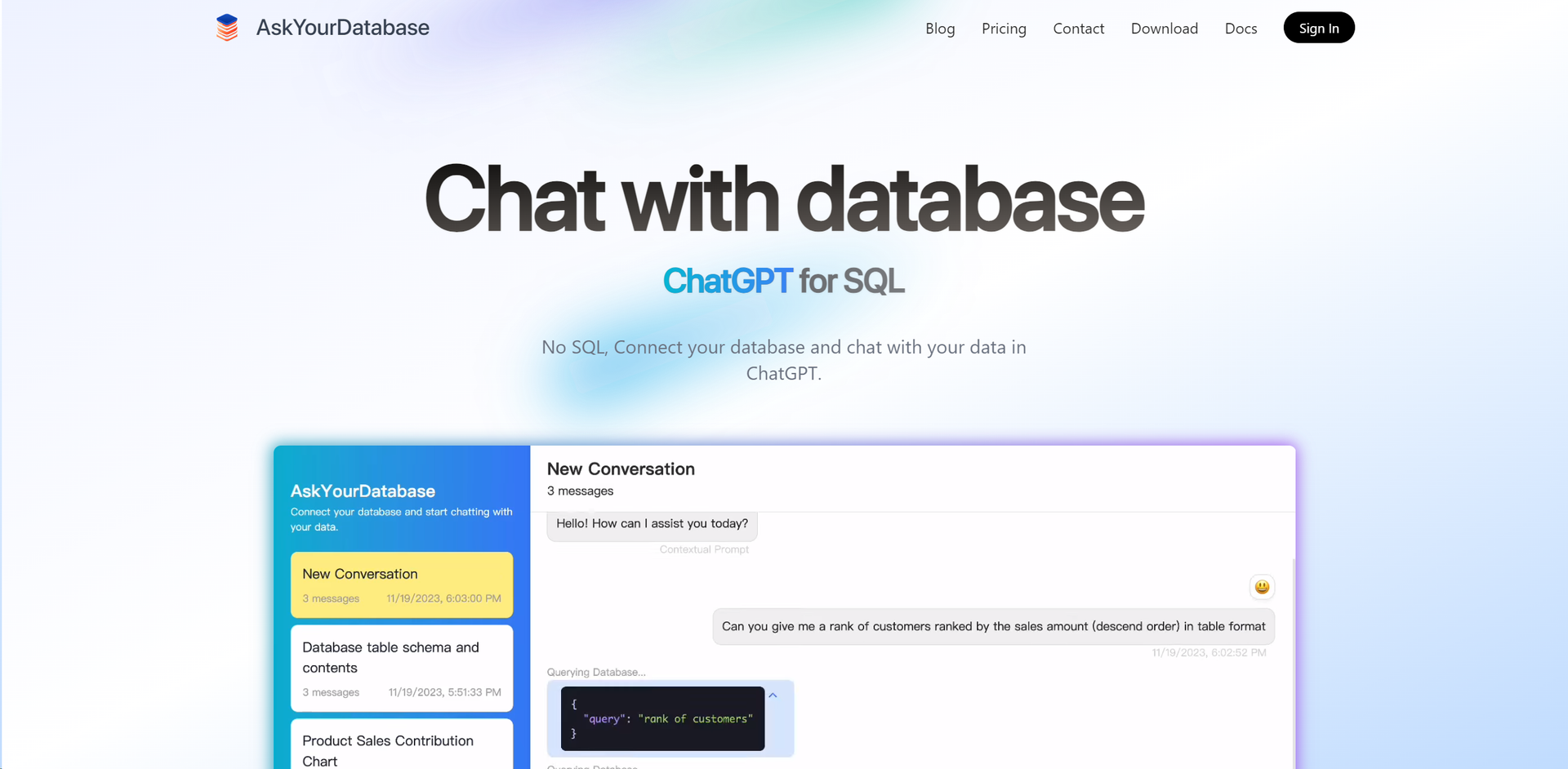 AskYourDatabase Hero
