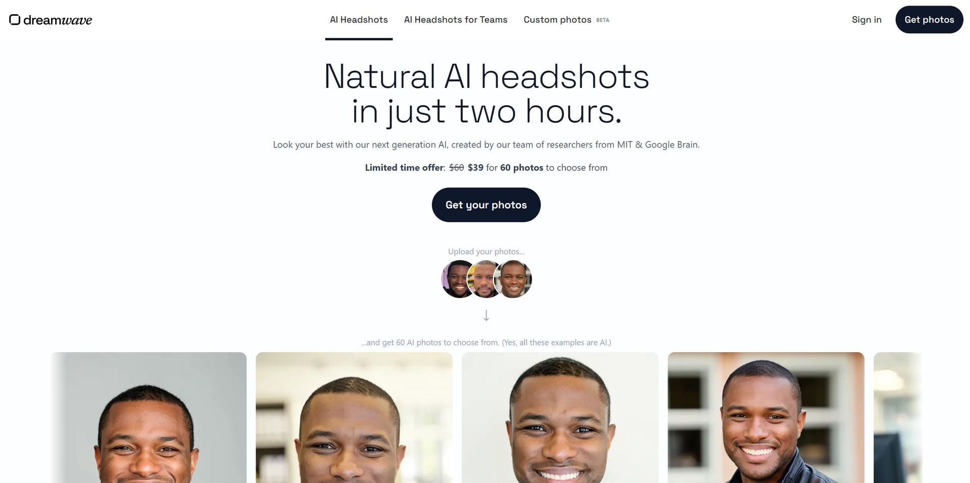 Dreamwave AI Headshot Generator Hero