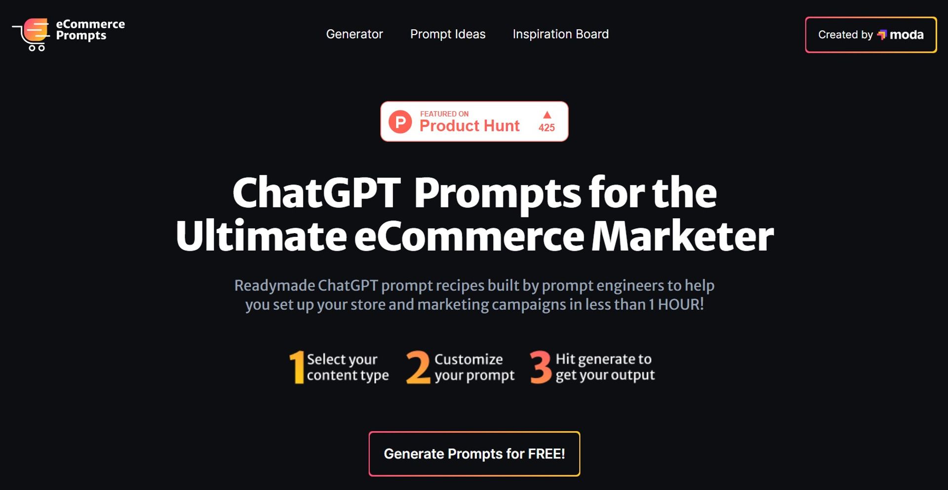 eCommerce Prompt Generator Hero