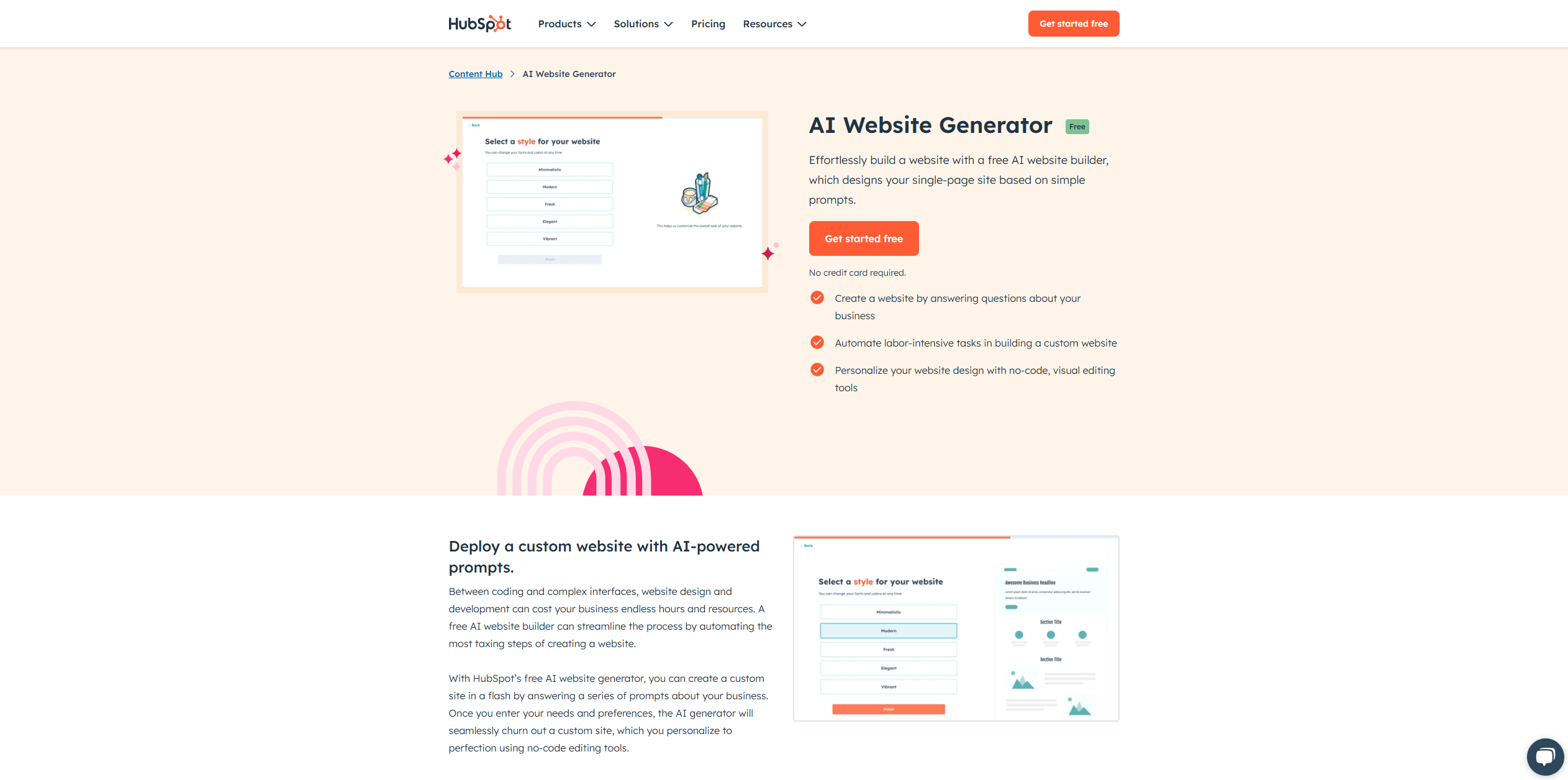 HubSpot AI Website Generator Hero