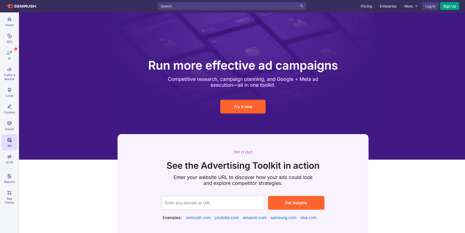 Semrush Advertising Toolkit Hero