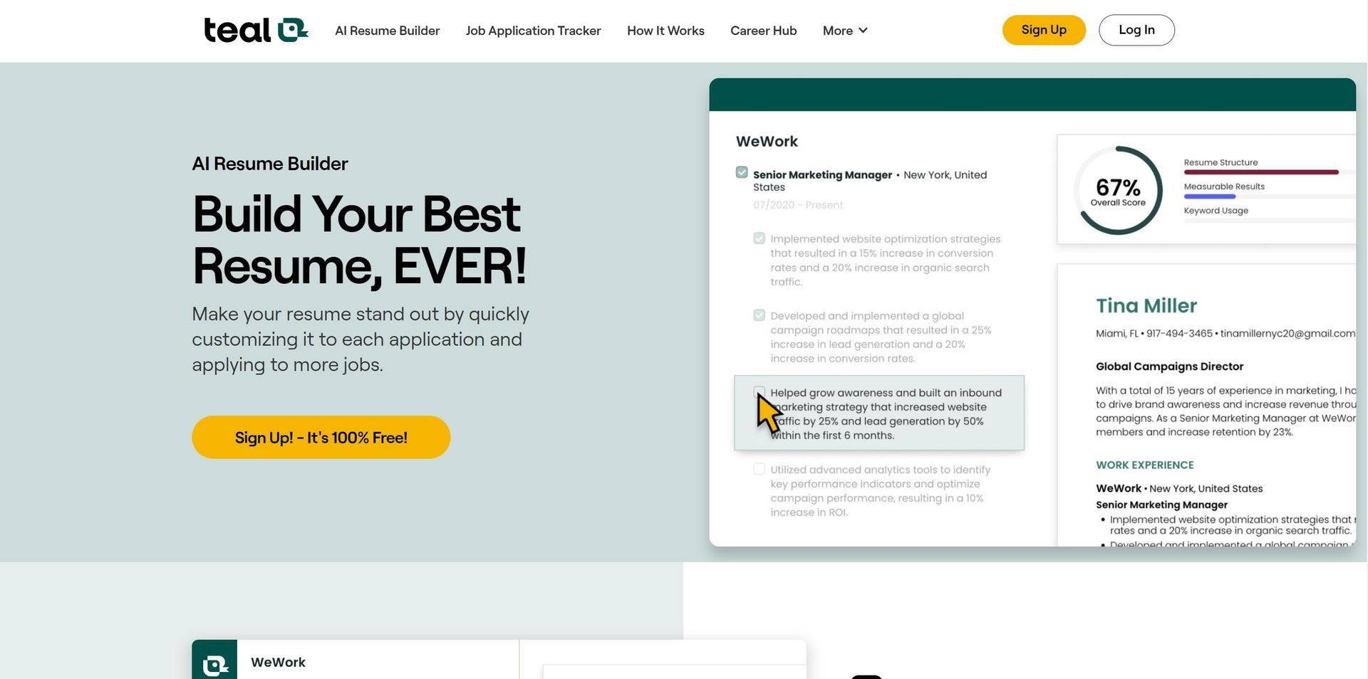 Teal Resume Builder Hero
